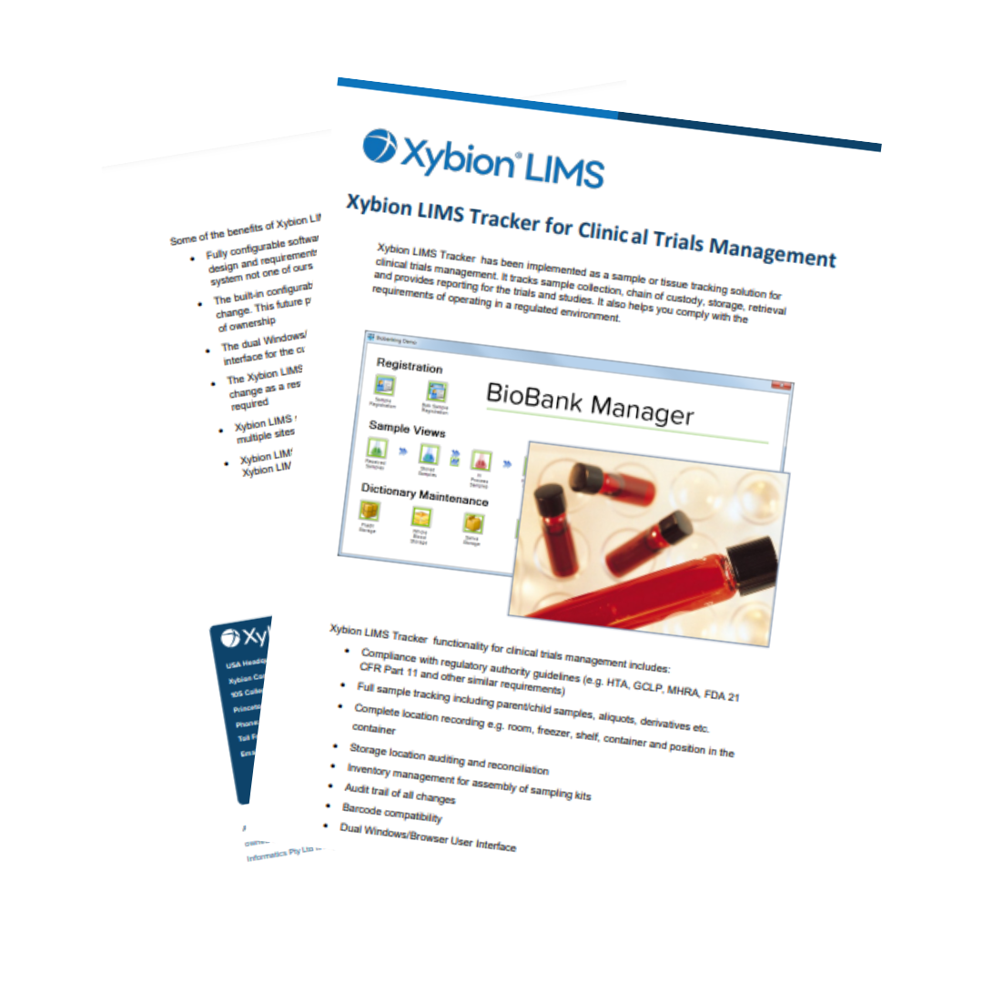 Xybion LIMS Clinical Trials Management Solution